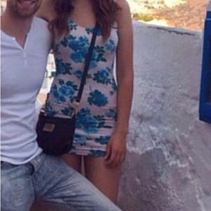 American apparel cotton white and blue floral dress size xs